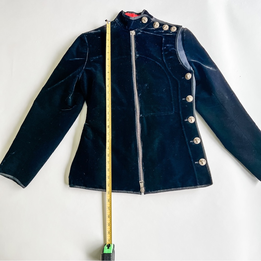 Vintage Jean Paul Gaultier Black Velvet Military Jacket S Eu 42 - Picture 10 of 13